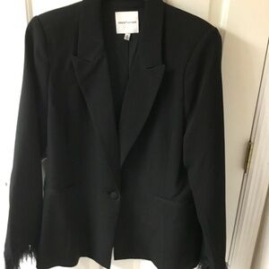 Gibson *Latimer Black Blazer with Feather Trim Sleeves, Excellent Condition XL